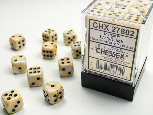 Dices (36D6) - Chessex Marble (Choose your Color)