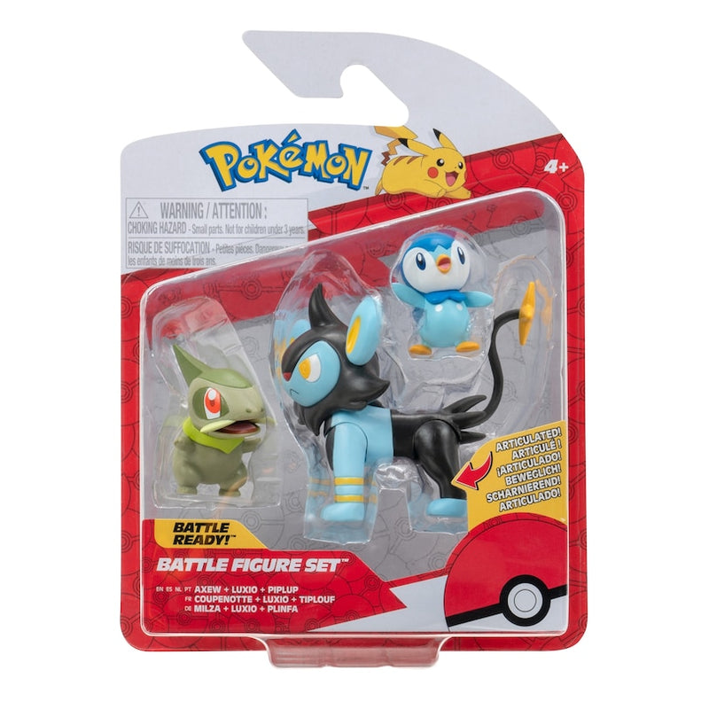 Pokémon - 3 Battle Figure Pack (Axew - Luxio - Piplup)