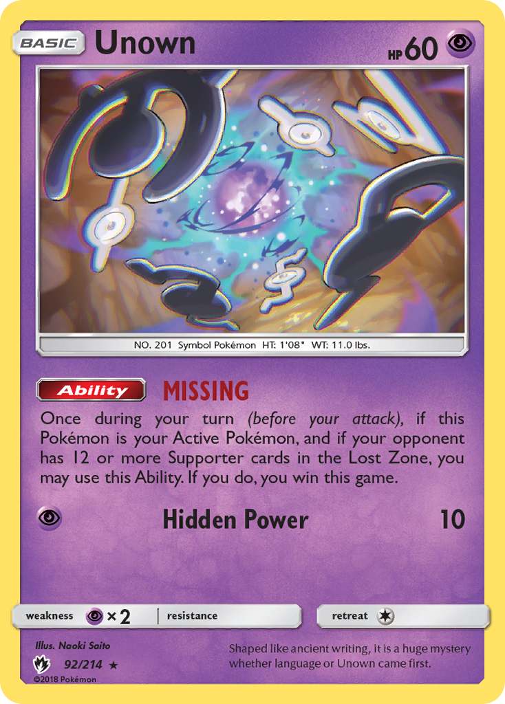 Unown (92/214) [Sun &amp; Moon: Lost Thunder] 