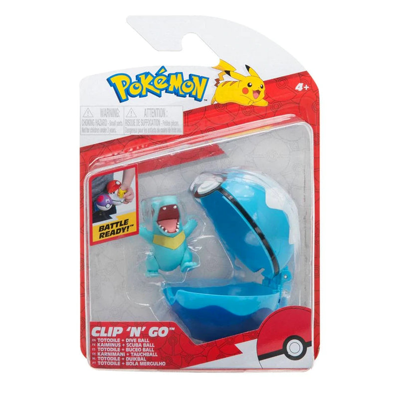 Pokémon - Clip 'N' Go - Figure & Poké Ball Set (Totodile - Dive Ball)