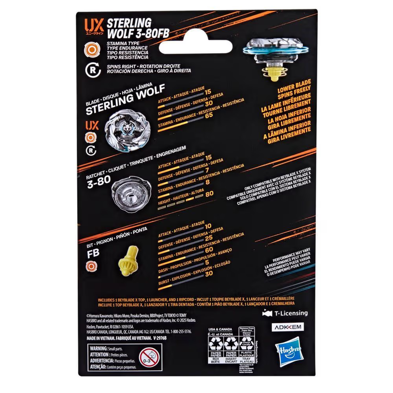 Beyblade X - Sterling Wolf 3-80FB UX (Stamina Type)