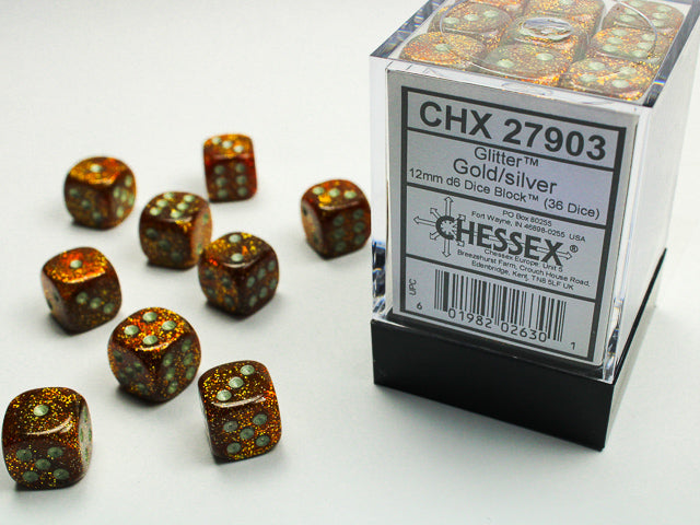 Dices (36D6) - Chessex Glitter (Choose your Color)