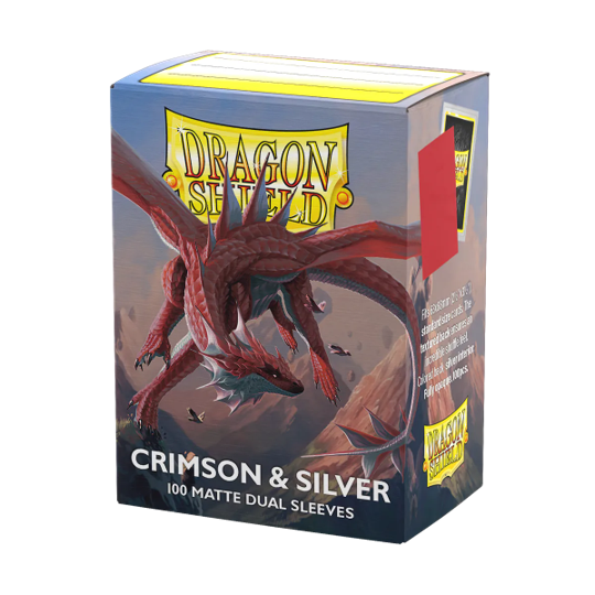 Dragon Shield - Standard Matte Dual Sleeves - Crimson & Silver (100)