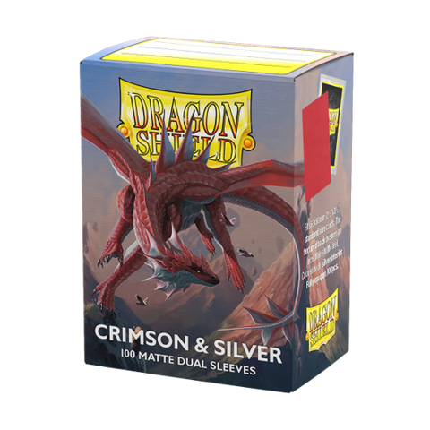 Dragon Shield - Standard Matte Dual Sleeves - Crimson & Silver (100)