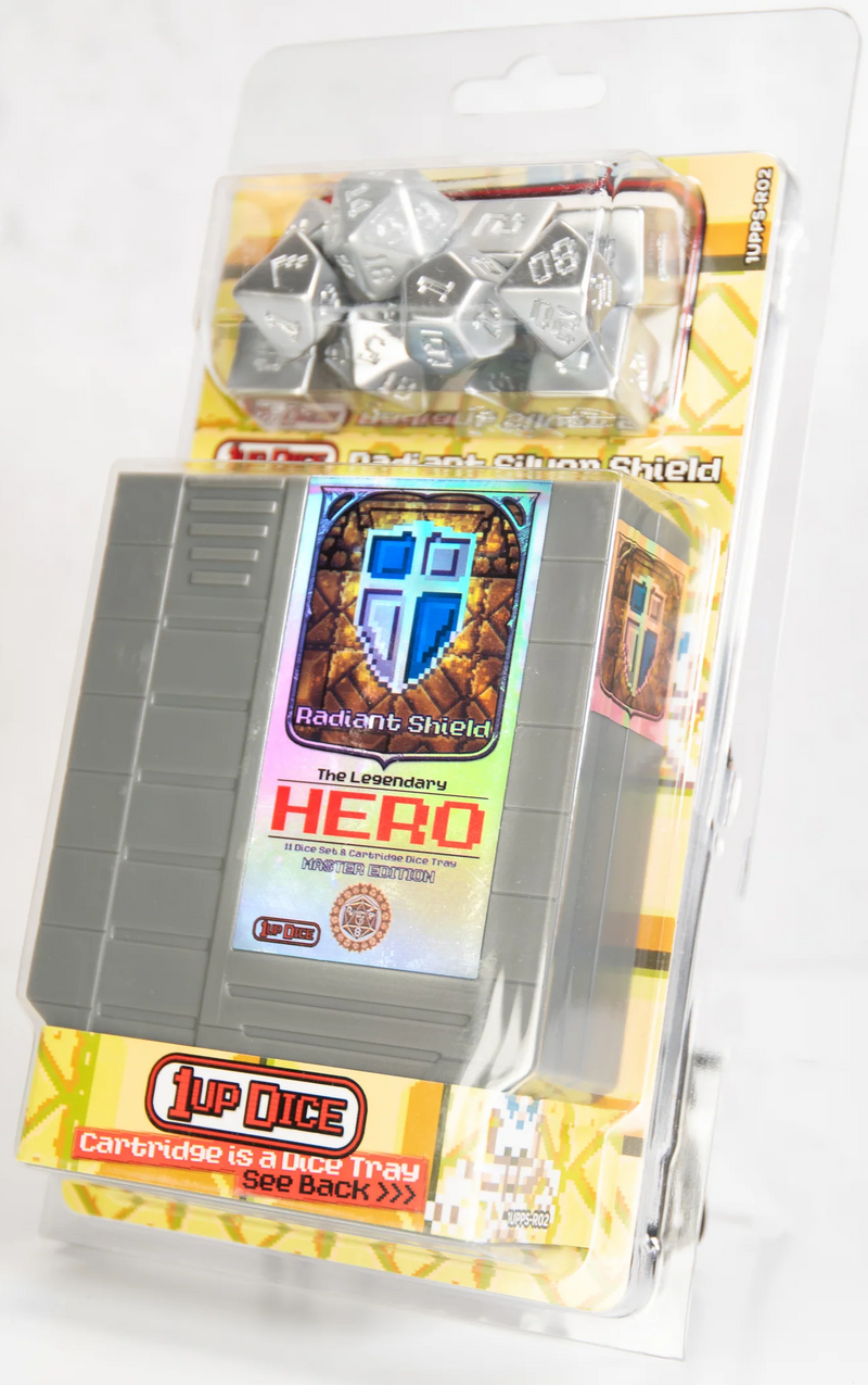 1UP Dice - Radiant Silver Shield - Polyhedral Dice Set