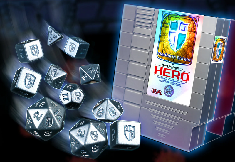 1UP Dice - Radiant Silver Shield - Polyhedral Dice Set