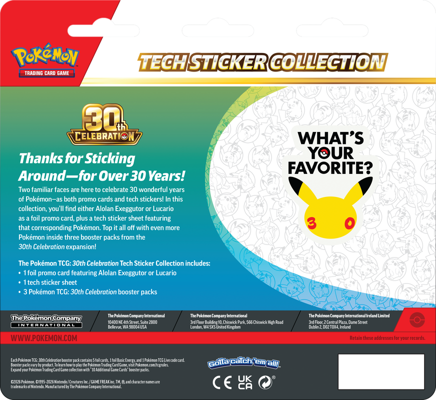 Pokémon - 30th Celebration - Alolan Exeggutor - Tech Sticker Collection