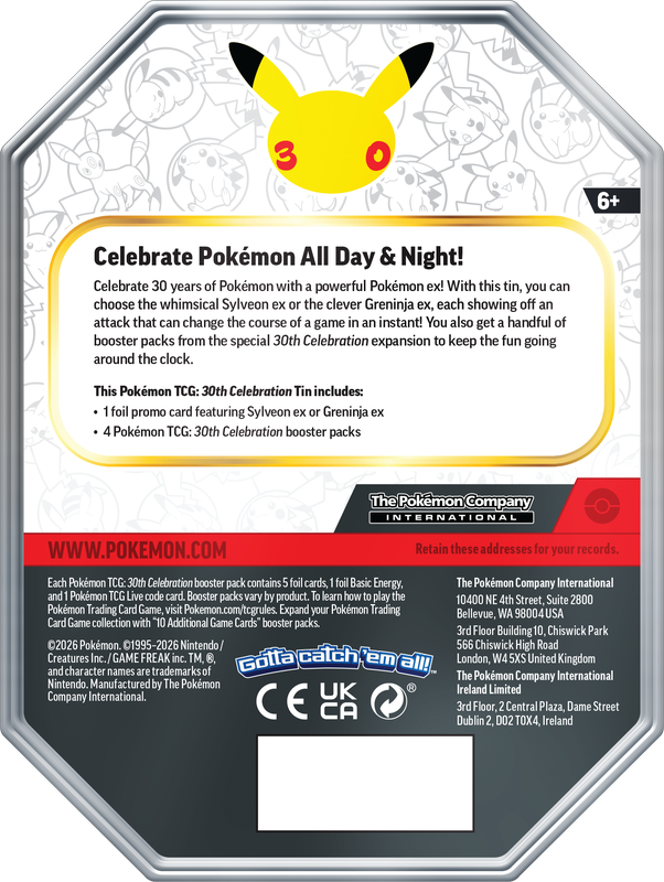 *Pre-Order* Pokémon - 30th Celebration Tin - Sylveon Ex